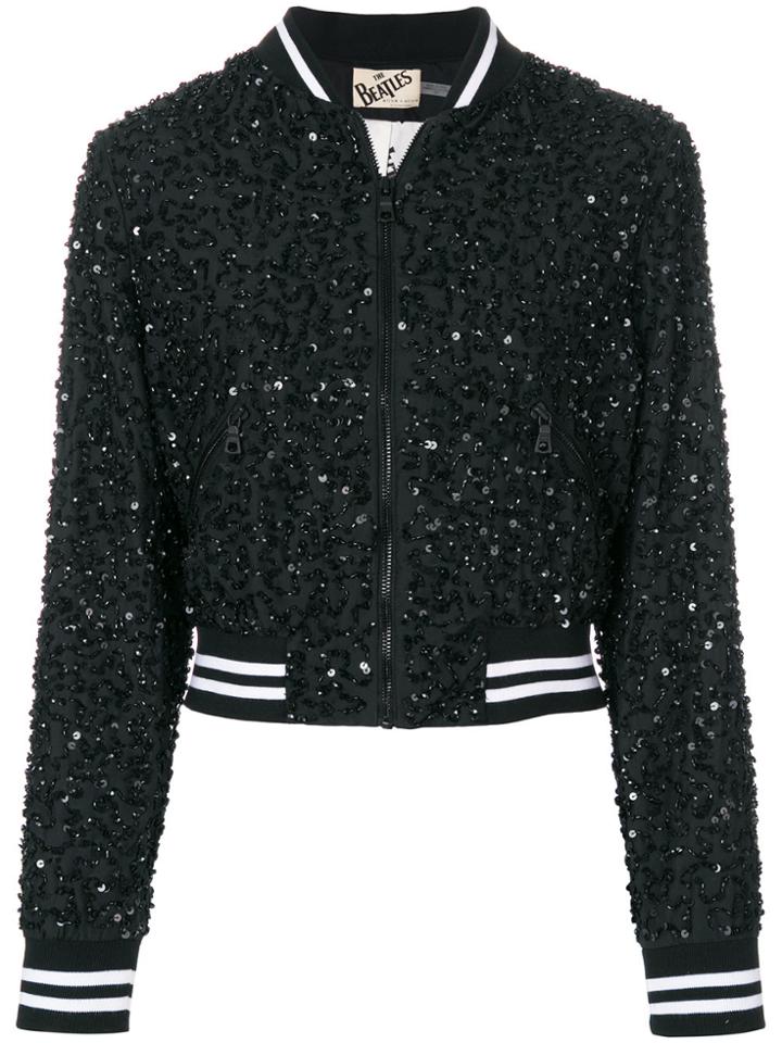 Alice+olivia Embellished Bomber Jacket - Black