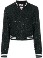 Alice+olivia Embellished Bomber Jacket - Black