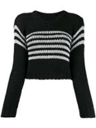 Rta Cropped Striped Sweater - Black