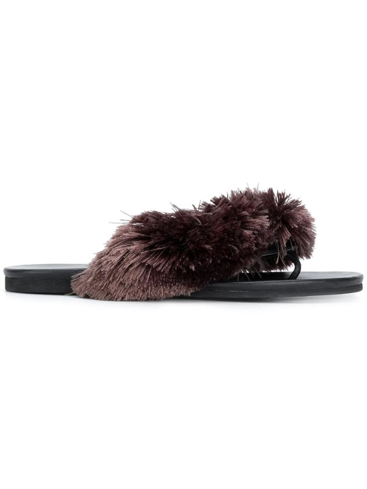 Marco De Vincenzo Fringed Flip Flops - Black