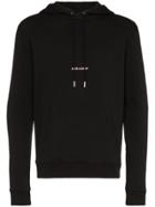 Saint Laurent Logo Print Long Sleeve Cotton Hoodie - Black