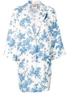 Semicouture Floral Printed Coat - Blue