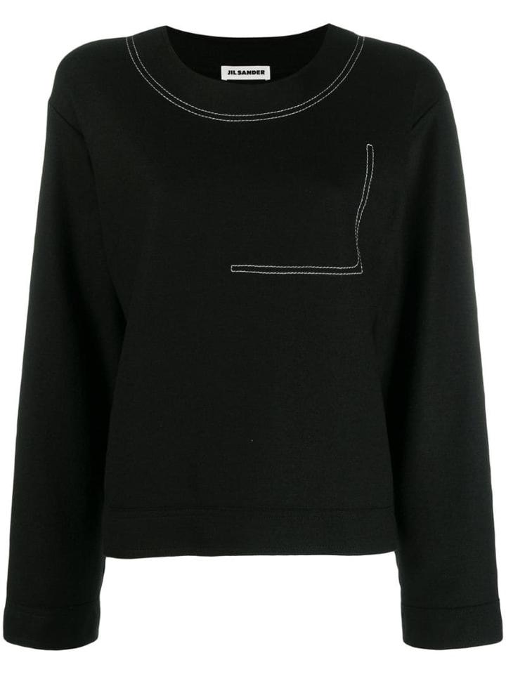 Jil Sander Contrast Stitch Jumper - Black