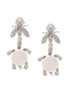 Oscar De La Renta Critters Drop Clip-on Earrings - Grey