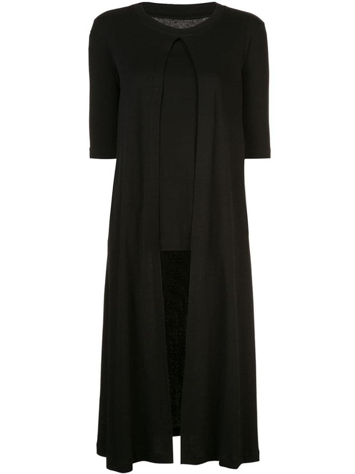 Rosetta Getty Long Draped Short-sleeve Top - Black