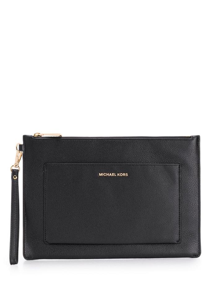 Michael Kors Logo Plaque Clutch - Black