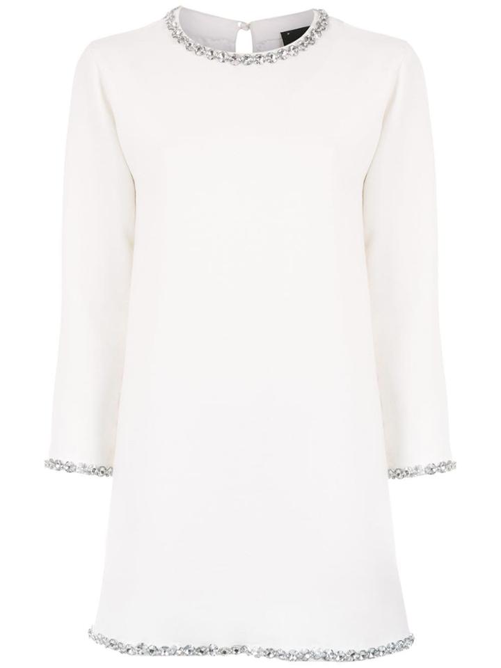 Andrea Bogosian Long Sleeved Appliqué Dress - White
