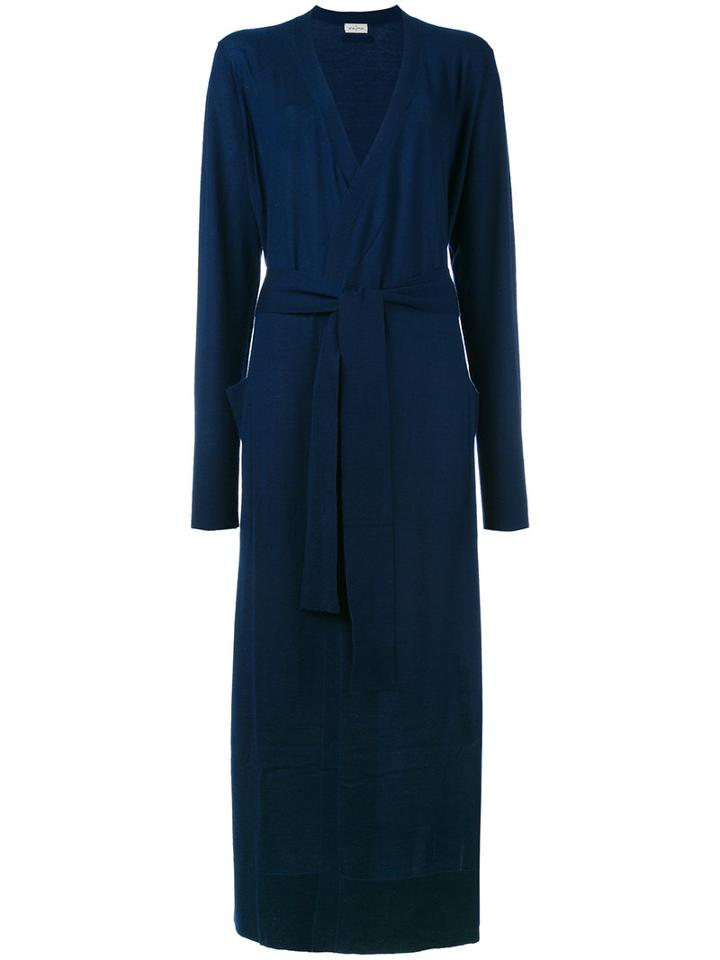Le Kasha - Long Belted Cardigan - Women - Cashmere - M, Blue, Cashmere