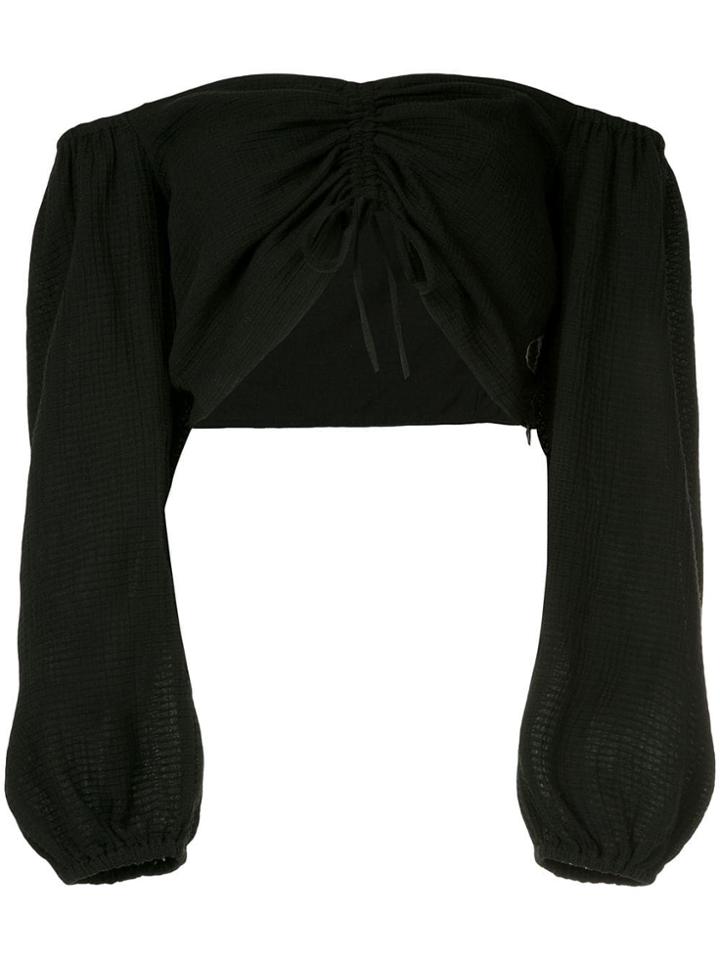 Suboo Ruched Front Cropped Top - Black