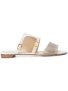 Henri Lepore Dezert Buckled Strap Snakeskin Effect Sandals - White