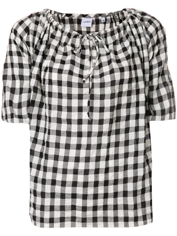 Aspesi Vichy Print Blouse - Black