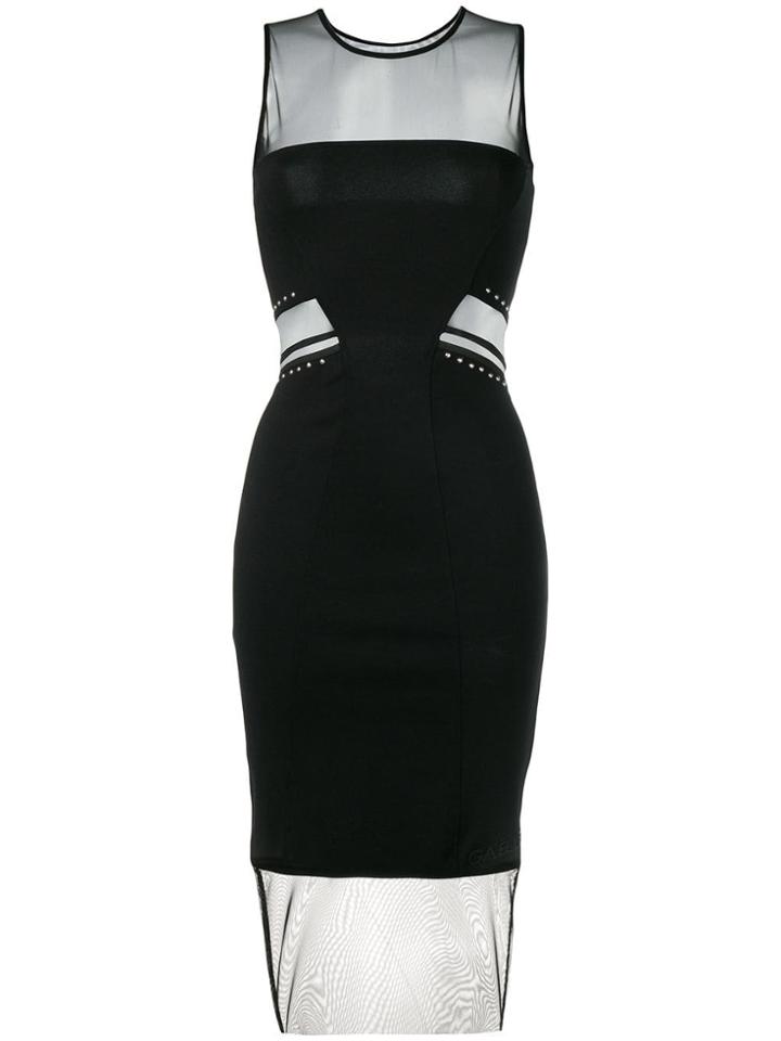 Gaelle Bonheur Sheer Panels Dress - Black