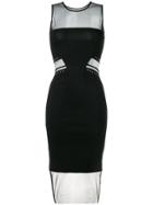 Gaelle Bonheur Sheer Panels Dress - Black