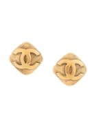 Chanel Vintage Diamond-shape Cc Earrings - Gold