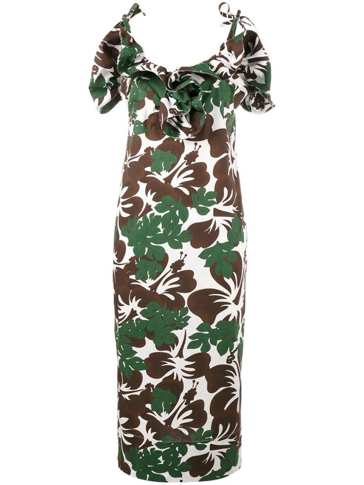 Rosie Assoulin Blooming Onion Tropical Print Dress - Brown