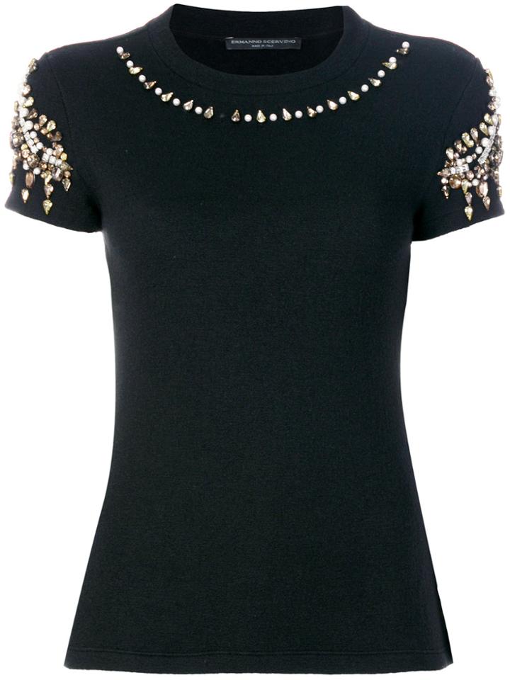 Ermanno Scervino Stone Embellished Top - Black
