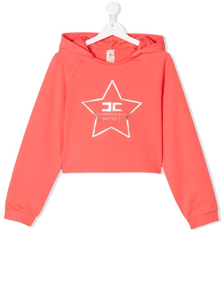 Elisabetta Franchi La Mia Bambina Teen Cropped Hoodie - Pink & Purple