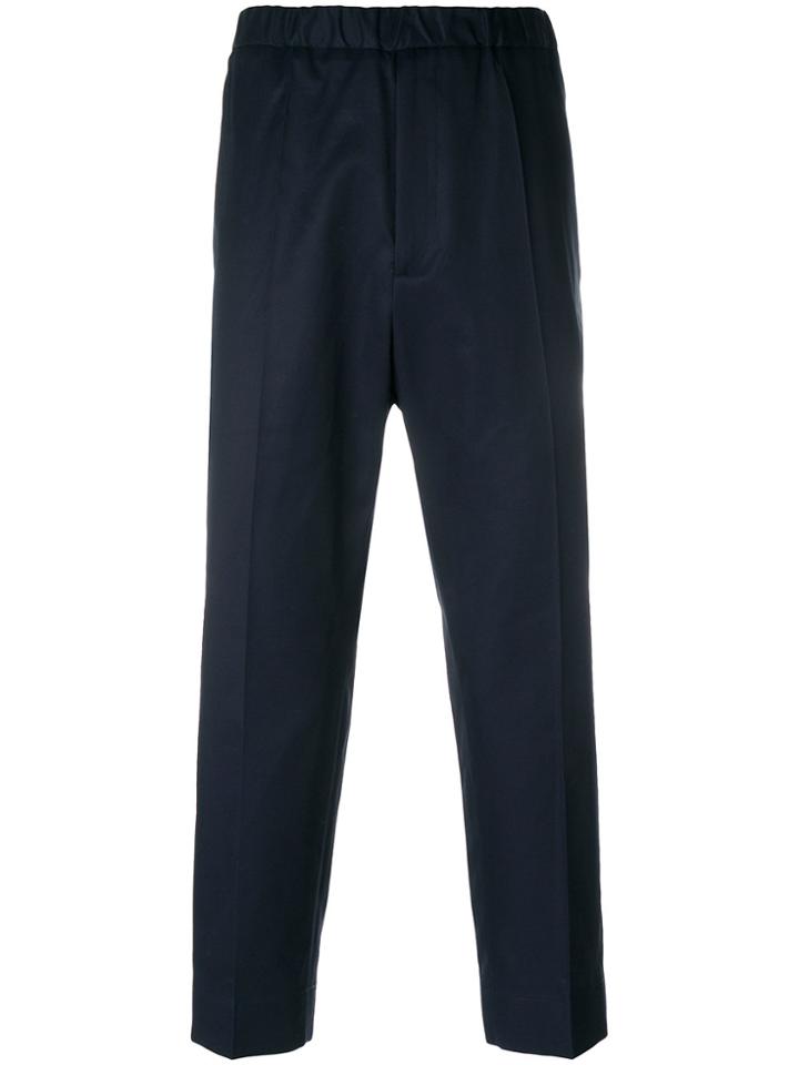 Jil Sander Elastic Waistband Cropped Trousers - Blue