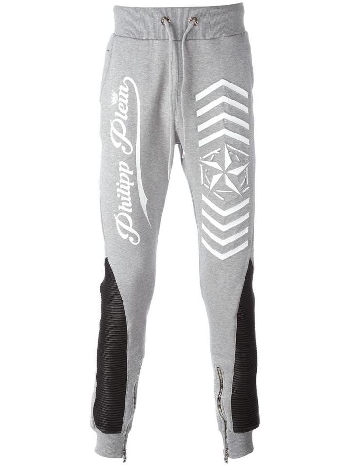Philipp Plein 'look At You' Track Pants, Men's, Size: Medium, Grey, Cotton/polyester/polyurethane