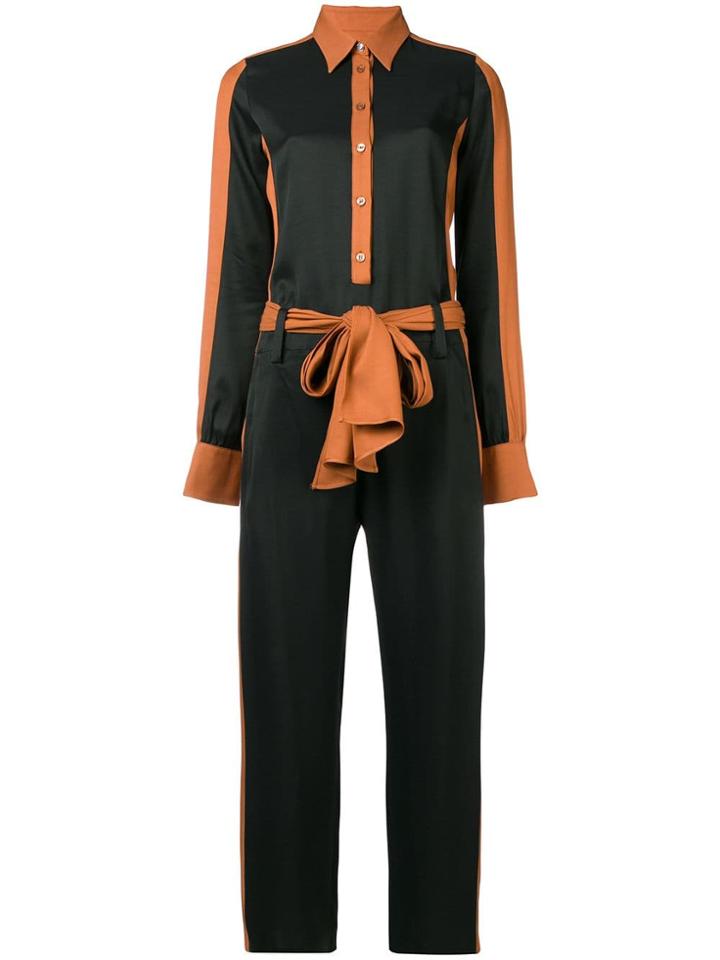 Just Cavalli Long-sleeve Contrast Jumpsuit - Black