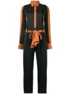 Just Cavalli Long-sleeve Contrast Jumpsuit - Black