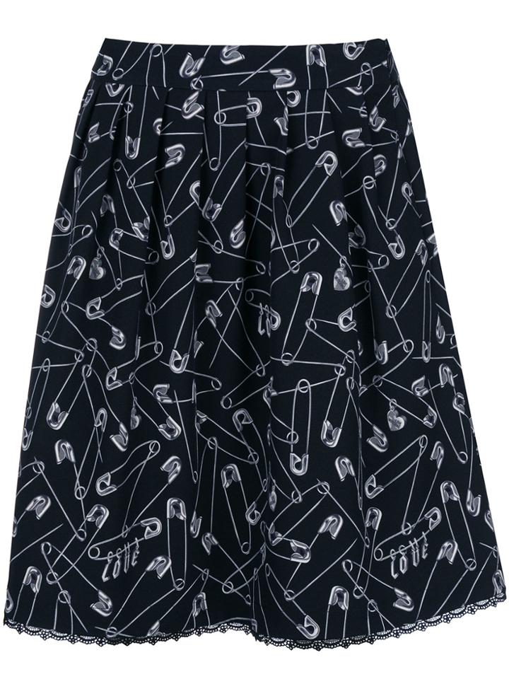 Love Moschino Safety Pin Print A-line Skirt - Black