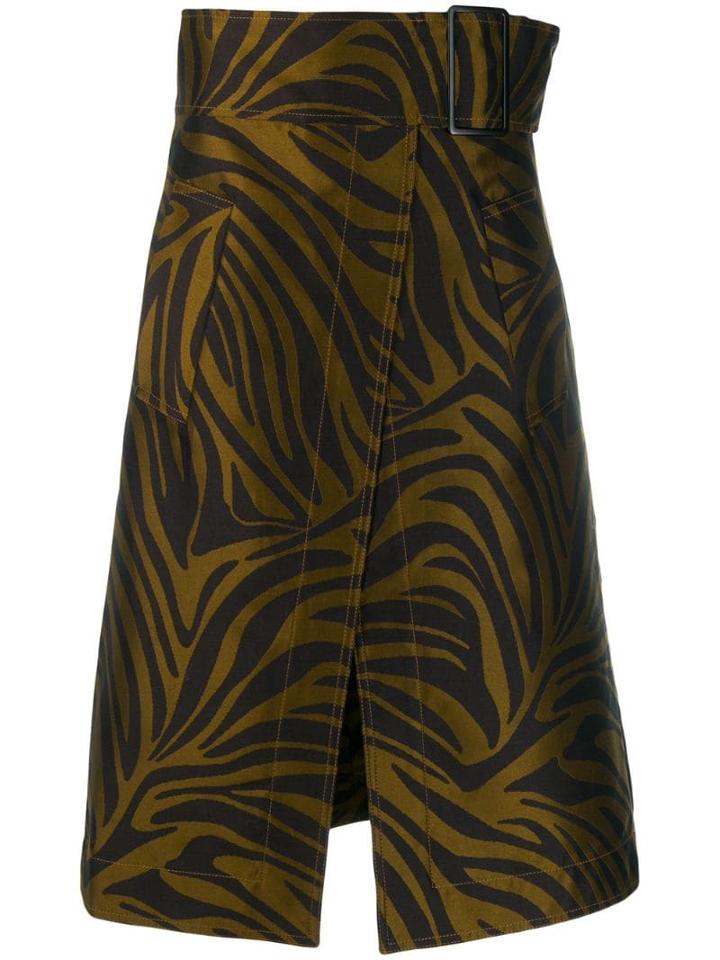 3.1 Phillip Lim Tiger Print A-line Skirt - Brown