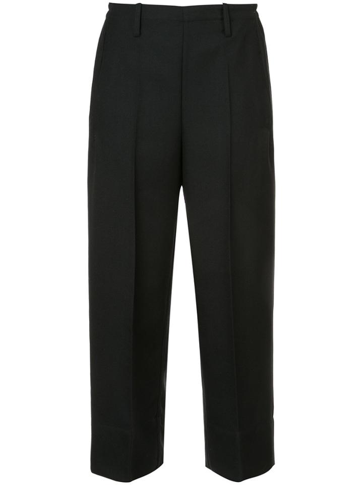 Lemaire Wide-legged Cropped Tailored Trousers - Black