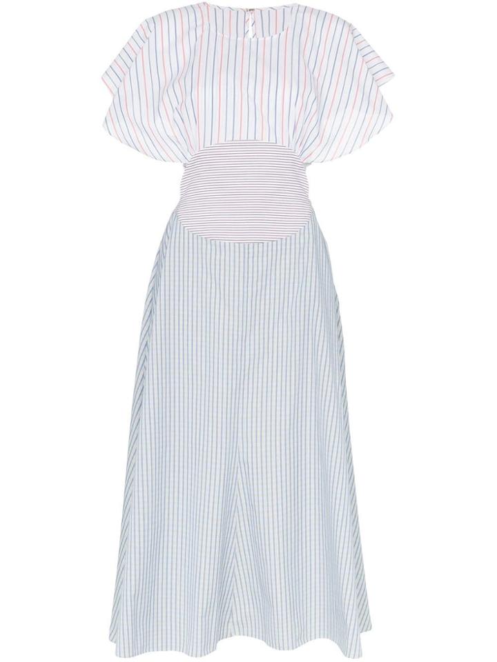 Rosie Assoulin Contrasting Stripes Circle Top Dress - Blue