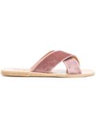 Ancient Greek Sandals Crossover Velvet Sandals - Pink & Purple