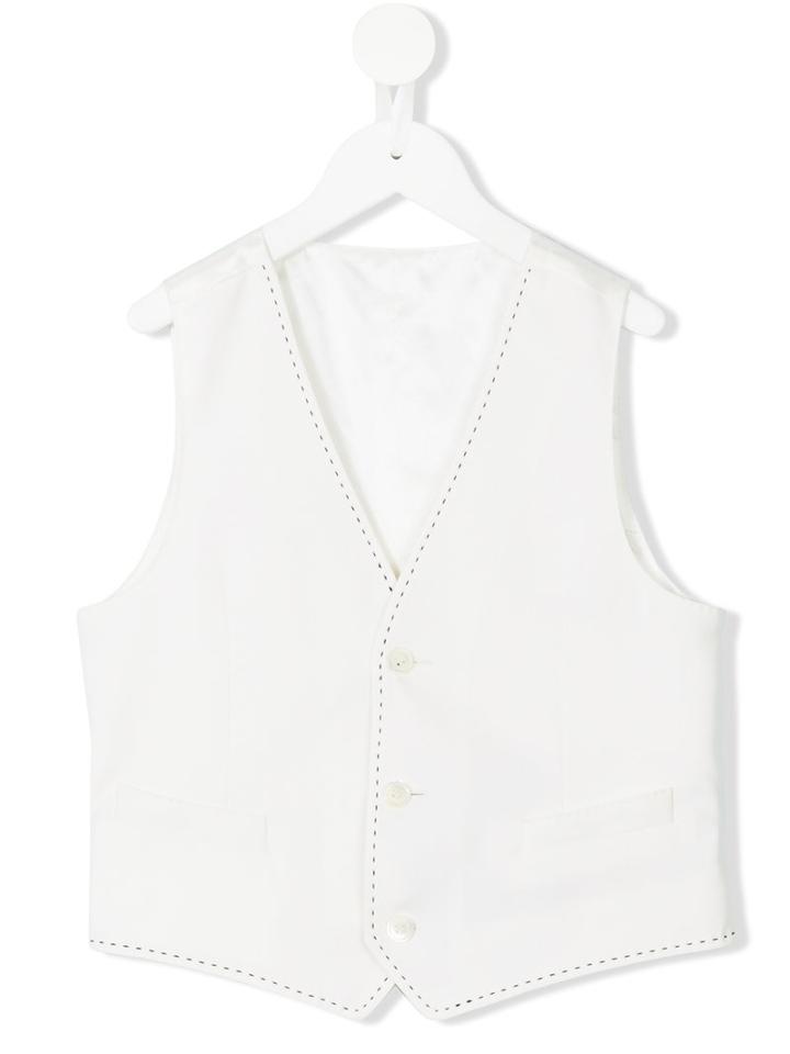 Dolce & Gabbana Kids - Single Breasted Gilet - Kids - Viscose/virgin Wool - 8 Yrs, White