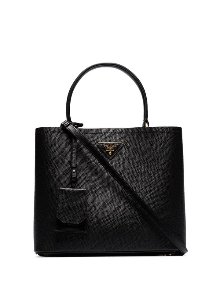 Prada Black Double Leather Tote