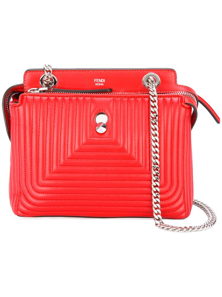 Fendi Dotcom Click Shoulder Bag, Women's, Red, Lamb Skin