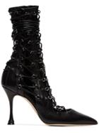 Liudmila Lace-up Heeled Boots - Black