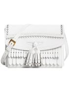 Burberry Brogue And Fringe Detail Crossbody Bag - White