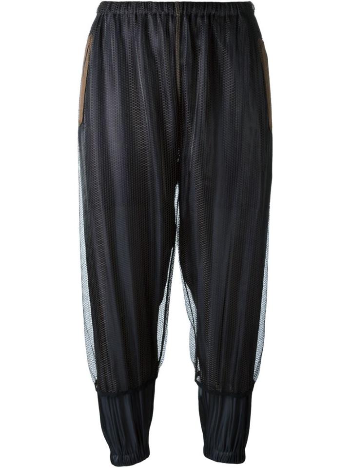 Kolor Mesh Overlay Sweatpants, Women's, Size: 2, Black, Cupro/rayon/nylon/polyester