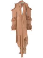 Off-white Belted Neck Dress - Nude & Neutrals