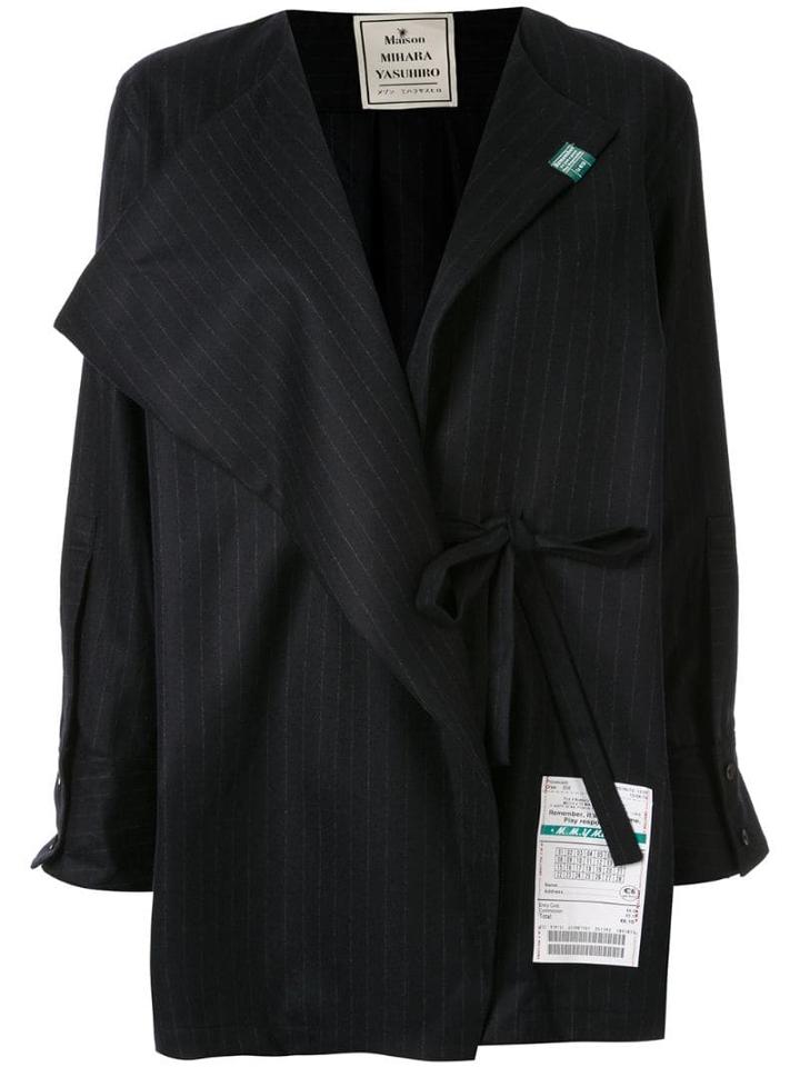 Maison Mihara Yasuhiro Wrap Front Stripe Shirt - Black