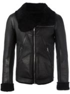 Rick Owens Panelled Jacket, Men's, Size: 52, Black, Cotton/calf Leather/sheep Skin/shearling