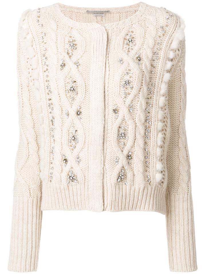 Ermanno Scervino Embellished Knit Cardigan - White