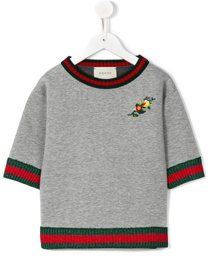 Gucci Kids Web Trim Top, Girl's, Size: 6 Yrs, Grey