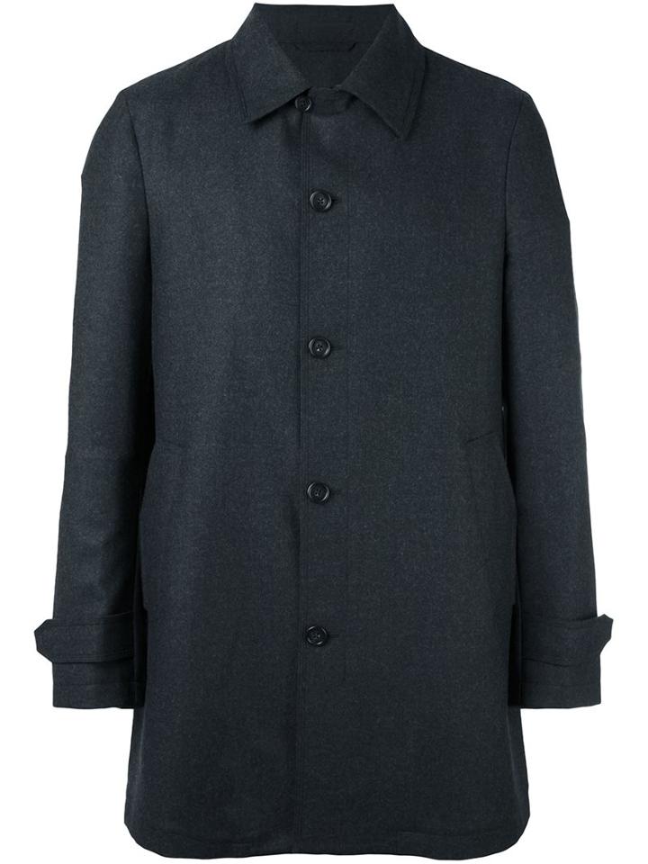 Z Zegna Button Up Coat, Men's, Size: 48, Grey, Polyester/cupro/wool