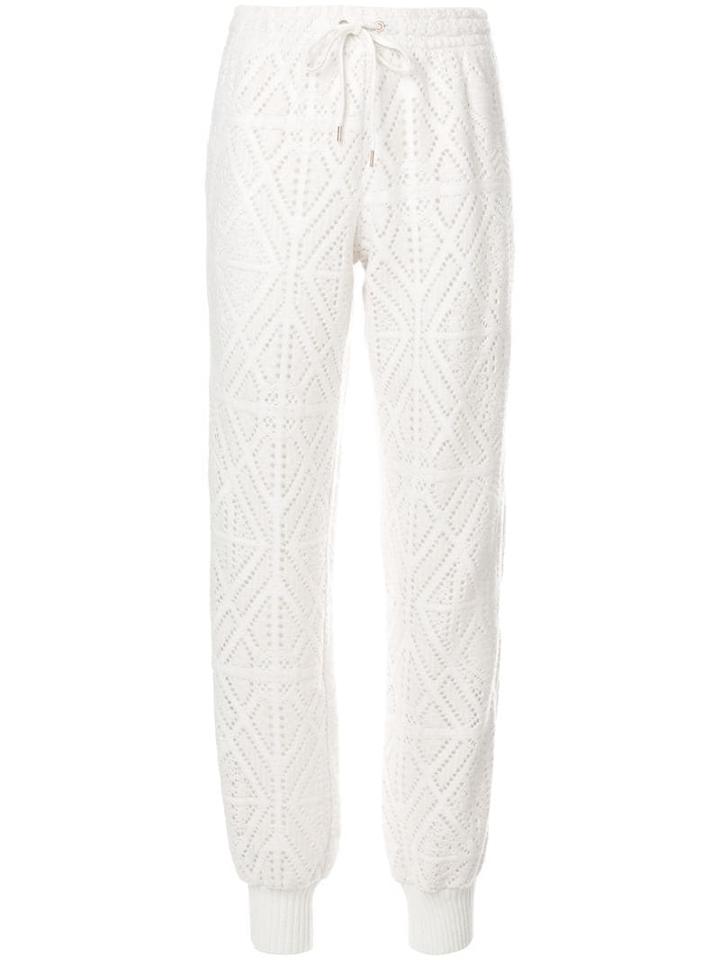 See By Chloé Perforated Argyle Track Trousers - Neutrals