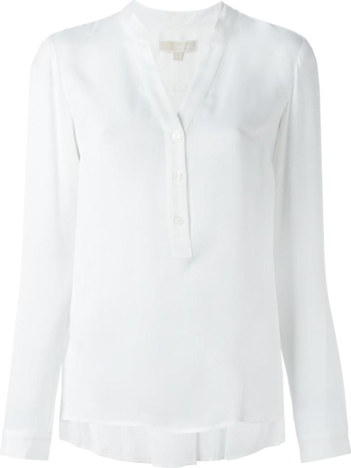 Michael Michael Kors Band Collar Blouse, Women's, Size: Large, White, Silk