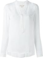 Michael Michael Kors Band Collar Blouse, Women's, Size: Large, White, Silk