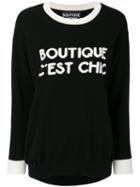 Boutique Moschino - Intarsia Slogan Jumper - Women - Cashmere/virgin Wool - S, Black, Cashmere/virgin Wool