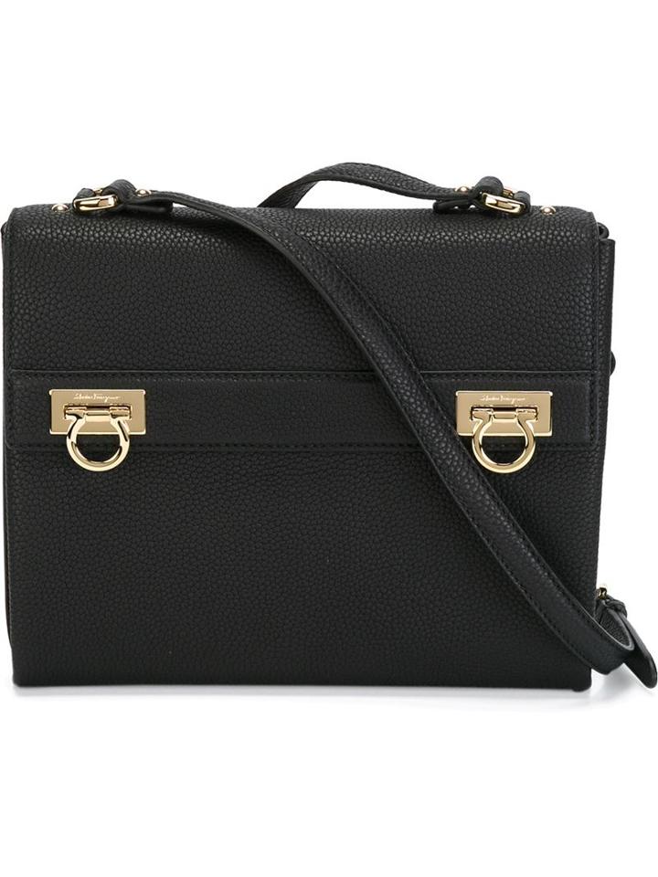 Salvatore Ferragamo Gancio Lock Crossbody Bag, Women's, Black, Calf Leather