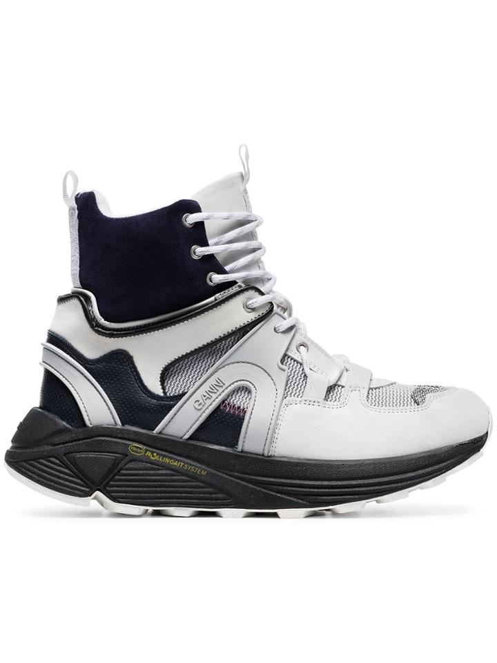 Ganni Brooklyn High Hi-top Leather Sneakers - Grey