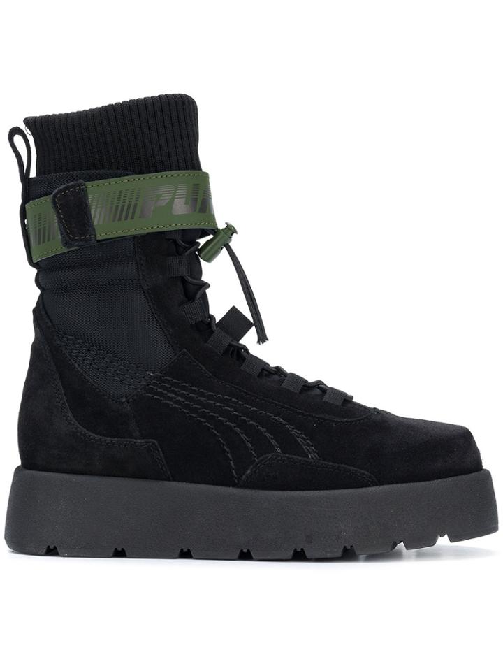 Fenty X Puma High Ankle Lace Up Scuba Boots - Black