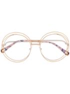 Chloé Eyewear Wire Detail Round Frame Glasses - Brown